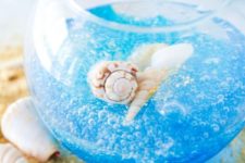 DIY ocean slime with seashells and clear touches