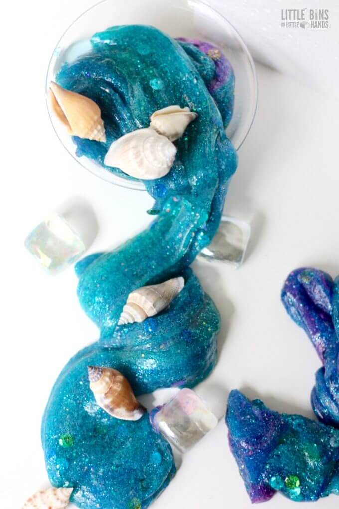 DIY under the sea mermaid slime with sequins (via littlebinsforlittlehands.com)