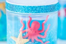 DIY glitter ocean slime with sea creatures