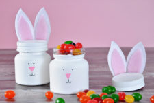 DIY bunny jar candy holders for Easter