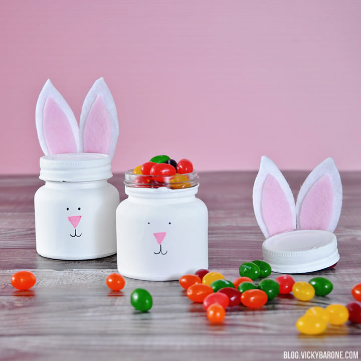 DIY bunny jar candy holders for Easter