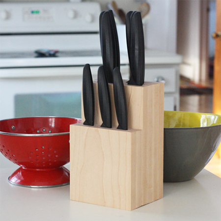 DIY minimalist knife block of wood