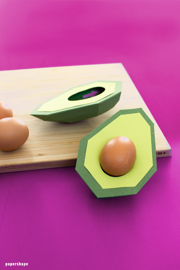 DIY colorful and fun avocado egg holder (via www.paper-shape.com)