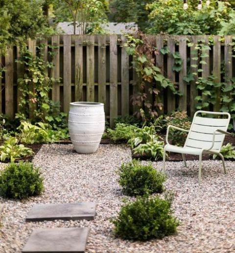 pea gravel with pavers looks chic and neat and though furniture won't sit comfortably on gravel, you may add pavers there