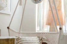 a hanging chair for a boho room