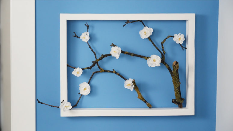 beautiful diy spring wall art with cherry blooms