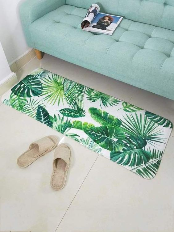 such a small and cute tropical leaf printed mat will easily give that tropical cheer to the space