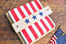 DIY scrap wood napkin holder with patriotic decor