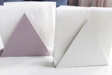 DIY triangle napkin holders of painted wood