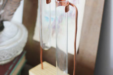 DIY copper chemist vase of wood and test tubes