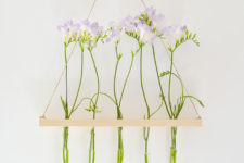 DIY hanging wooden display for test tube vases