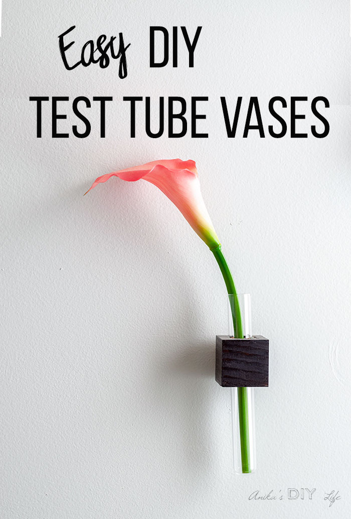 DIY test tube bud vases in wooden pieces