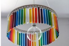 DIY colorful round test tube chandelier