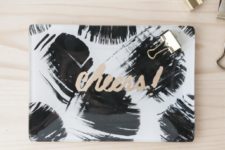 DIY graphic and gold foil glass trinket dish
