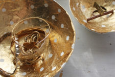 DIY paper mache gold leaf bowls for small stuff