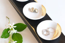 DIY gold leaf trinket dishes and a matching holder