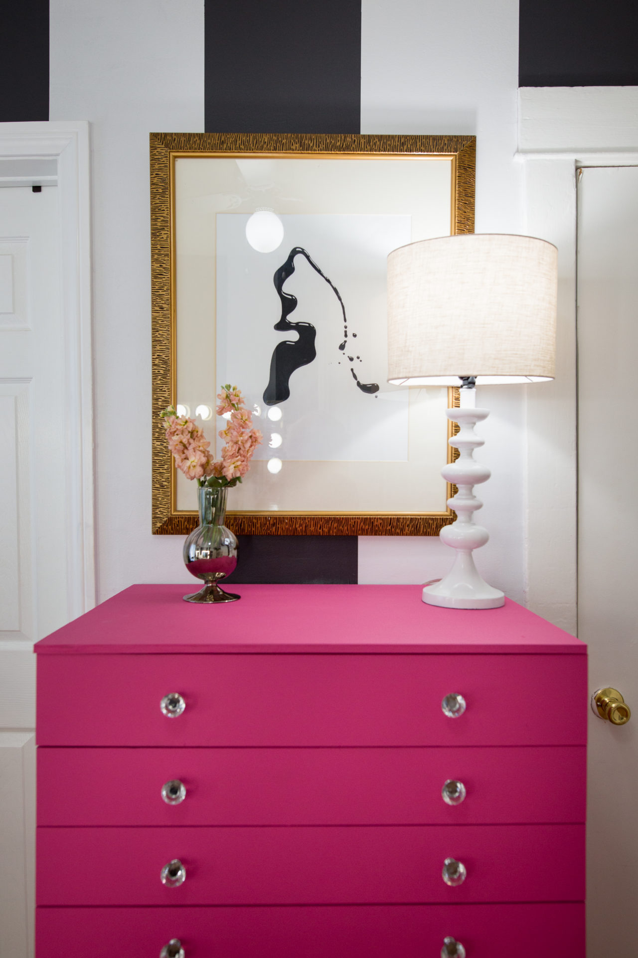 DIY bright pink IKEA Alex drawer unit hack (via mrkate.com)