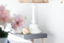 DIY vintage rustic table lamp with a burlap lampshade