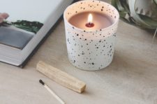 DIY black and white speckled candles