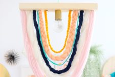 DIY colorful braided yarn pendant light