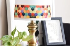 DIY colorful hex patchwork lampshade