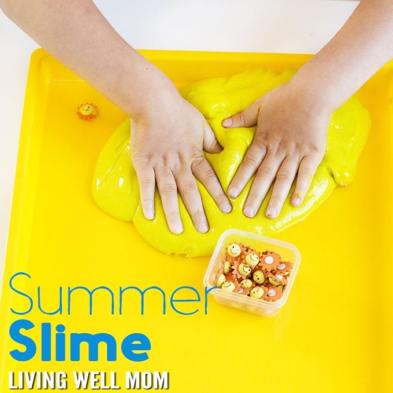 DIY bright yellow summer slime (via livingwellmom.com)