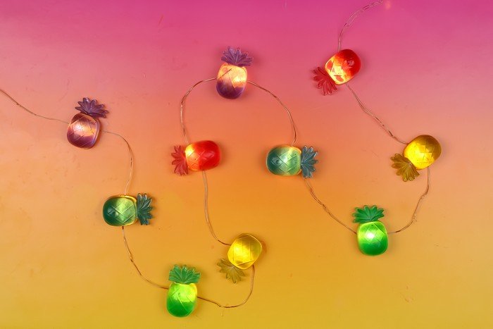DIY colorful pineapple string lights for summer (via madincrafts.com)