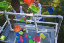 DIY water table with PVC pipes