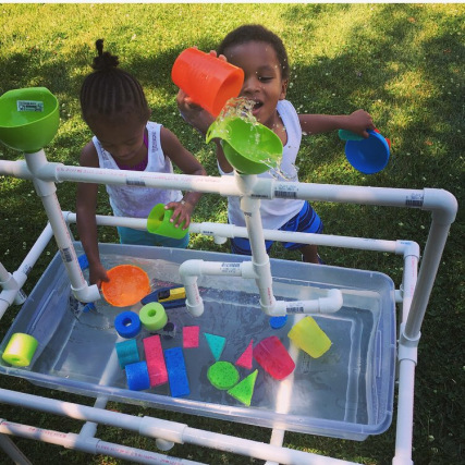 DIY water table with PVC pipes