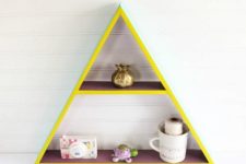 DIY colorblock tirangle shelf for a bright touch