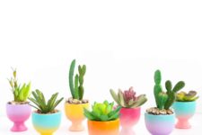 DIY mini gradient egg cup planter