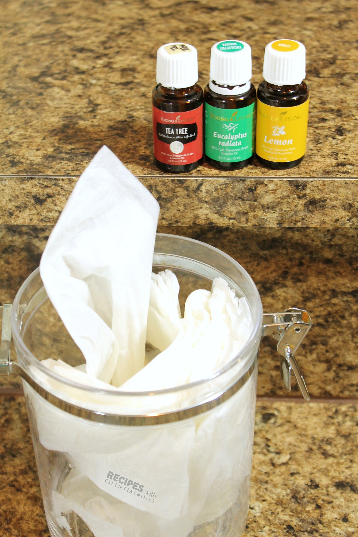 DIY kitchen cleaning wipes with a cool smell