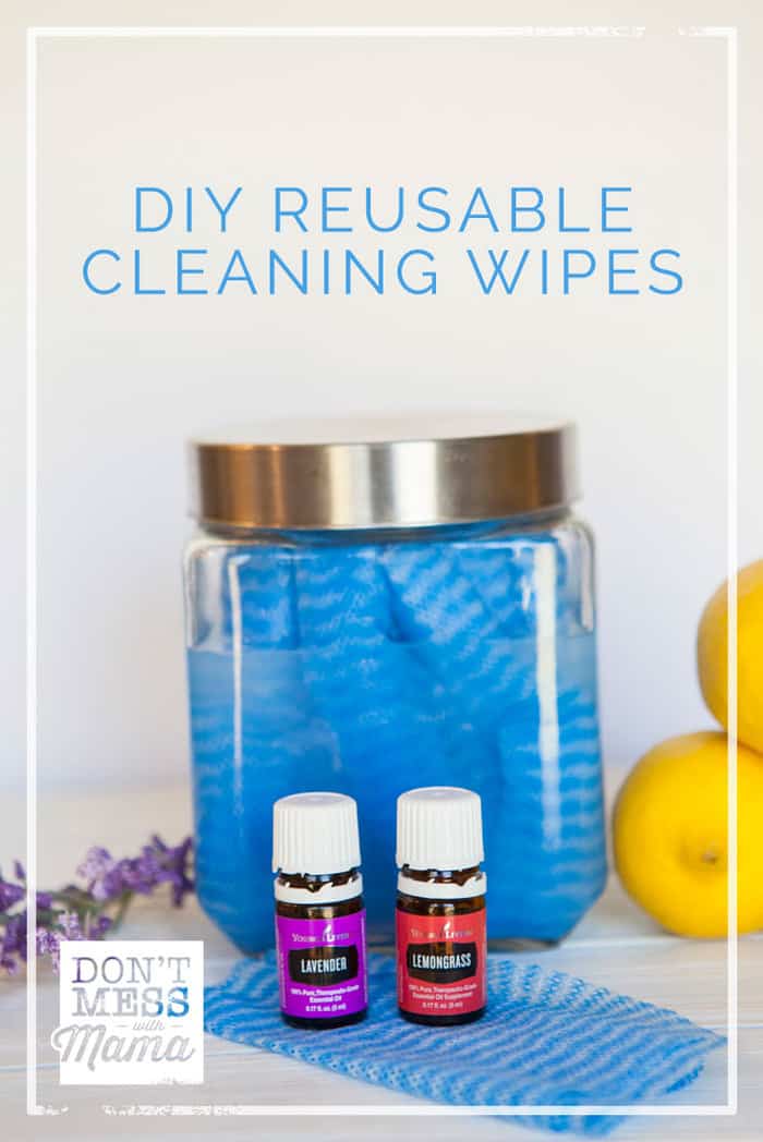 DIY reusable cleaning wipes with lavender and lemongrass oils