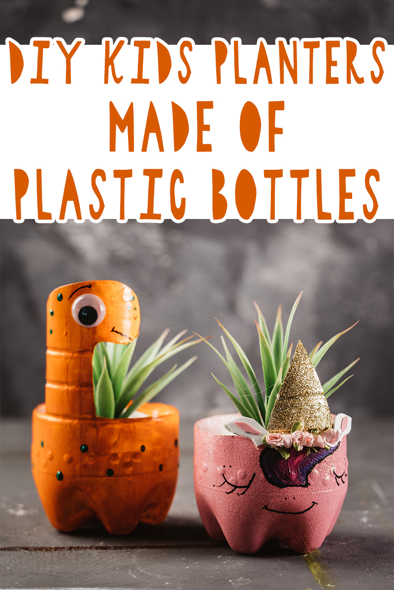 diy kids' planters made of plastic bottles