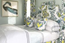 08 citrus print curtains, pillows and upholstered bed will make your bedroom look bold and bright