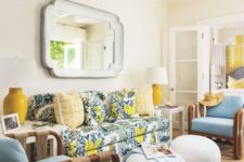 11 a citrus print sofa cheers up the living room and makes it feel summer-like