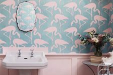 19 blue and light pink flamingo wallpaper will instantly make it feel very summer-like