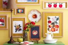 23 a vintage-inspired gallery wall with artworks showing off fruits is a gorgeous and refiend idea to bring summer to your space