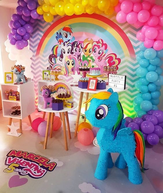 a colorful My Little Pony girl's birthday party is a very fun and shimy idea to try