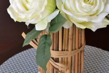 DIY bamboo stick vase cover