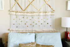 DIY romantic Moroccan wedidng blanket with gold beading and trim