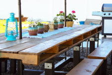 DIY large pallet outdoor dining table