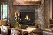 an awesome stone fireplace