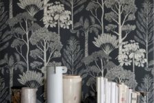 04 if you prefer moody spaces, choose dark botanical wallpaper to make a statement in your space