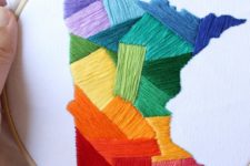 DIY color block embroidery state art