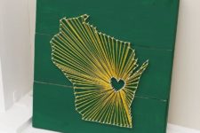 DIY emerald and gold state string art
