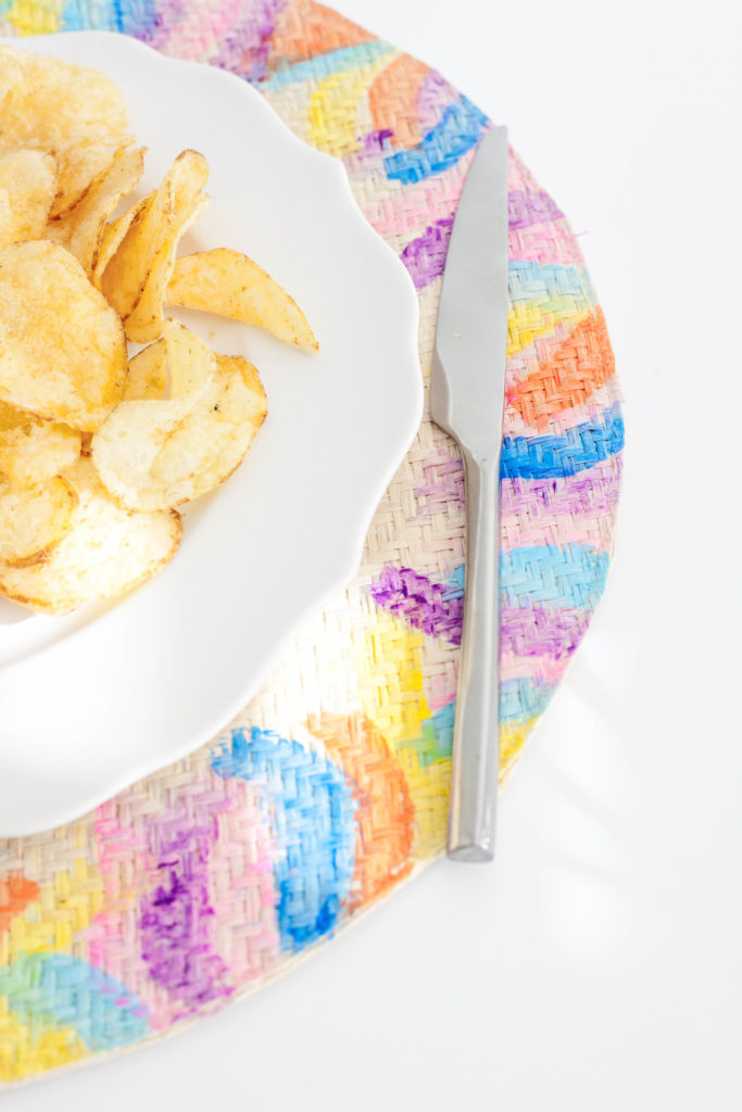DIY bright watercolor placemats for summer meals