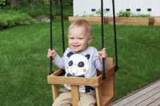 DIY minimalist swing of plywood for toddlers