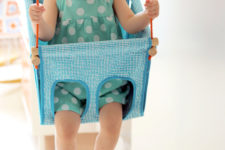 DIY fabric baby swing with retro design