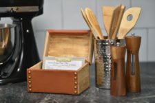 DIY leather wrapped recipe box